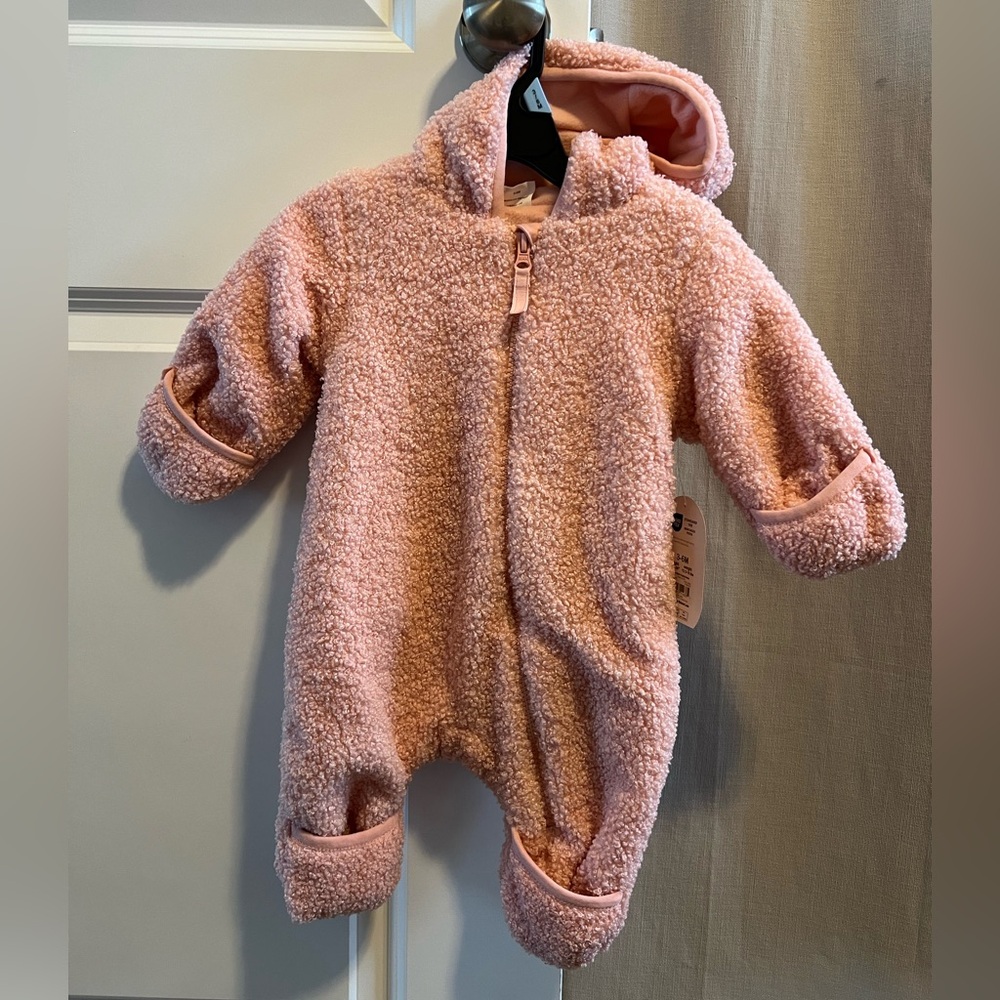 wonder nation Pink Sherpa Hooded Footie One-Piece